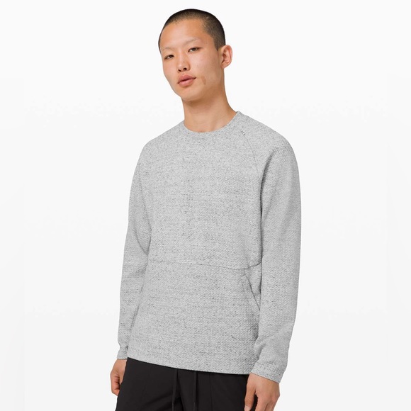 Lululemon At Ease Crew Heathered Melody Light Grey Men's Sweater Sz XL